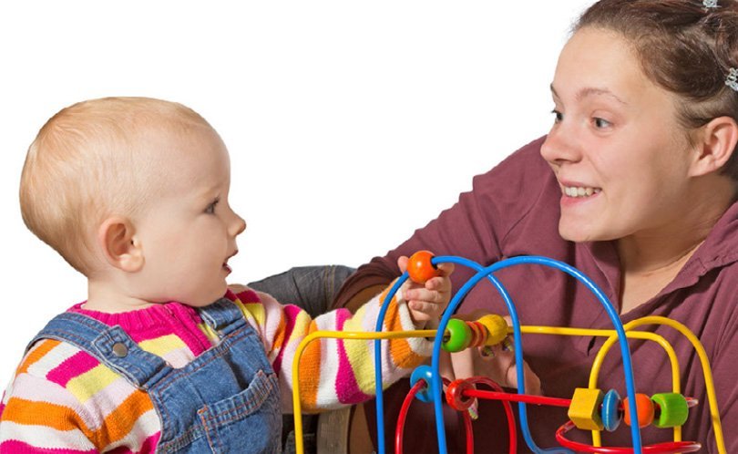 Autism baby with her mother